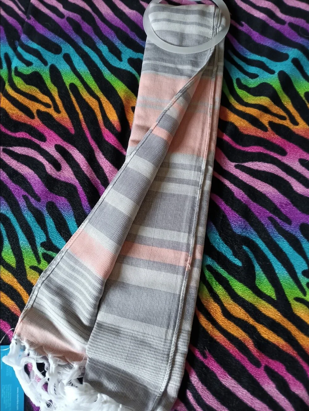 🖤NWT Columbia Early Tide Cotton Scarf Striped Blue Tassles One Size Unisex